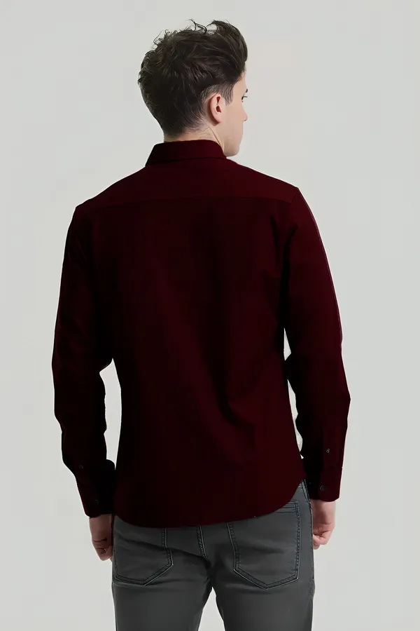 Wine_Premium_Casual_Plain_Shirts_For_Men