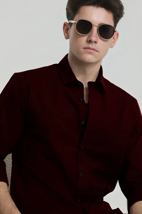 Wine_Premium_Casual_Plain_Shirts_For_Men