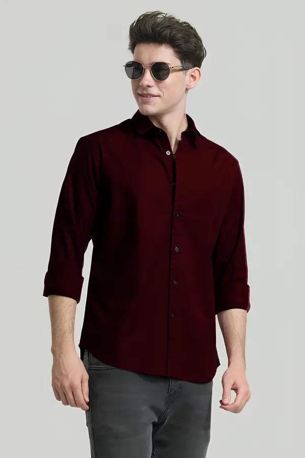 Wine_Premium_Casual_Plain_Shirts_For_Men