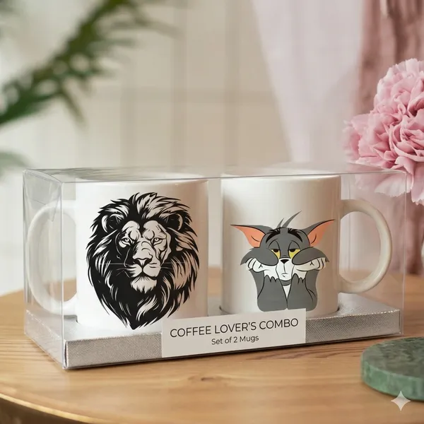 White_Tom_And_Lion_Premium_Ceramic_Mug_Pack_Of_2