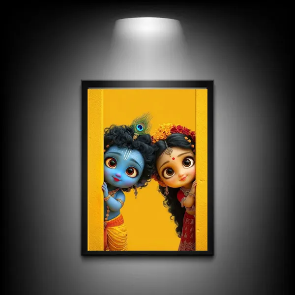 Radha_Krishna_Wooden_And_Glass_Frame_And_Pokemon_Premium_Ceramic_Mug_Pack_Of_2