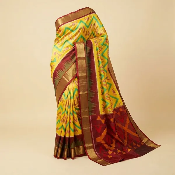 Yellow_And_Red_Designer_Printed_And_Dolla_Silk_Fabric_Saree