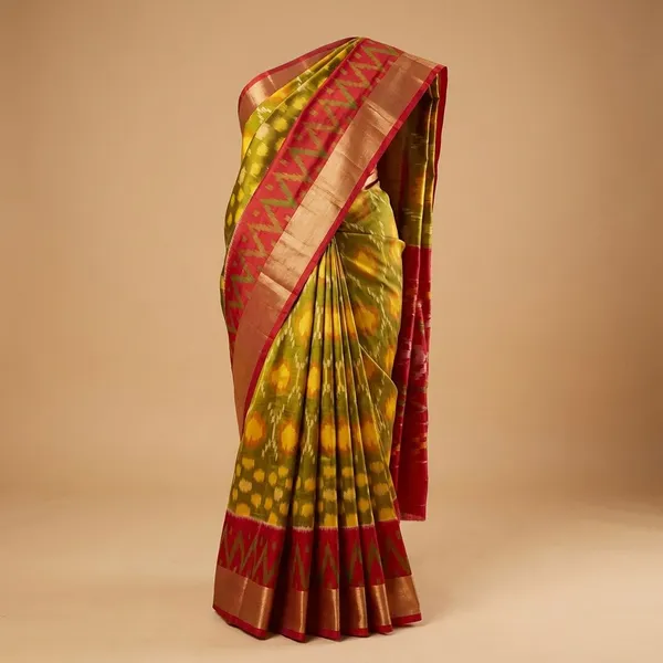 Yellow_And_Red_Designer_Printed_And_Dolla_Silk_Fabric_Saree