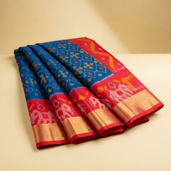 Blue_And_Orange_Designer_Printed_And_Dolla_Silk_Fabric_Saree