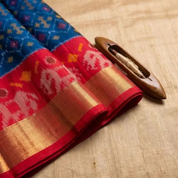 Blue_And_Orange_Designer_Printed_And_Dolla_Silk_Fabric_Saree