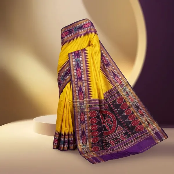 Yellow_And_Blue_Designer_Printed_And_Dolla_Silk_Fabric_Saree