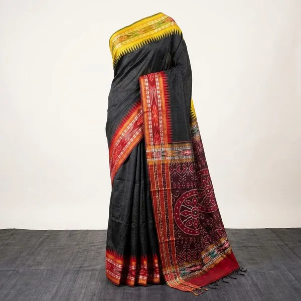 Multicolor_Black_Designer_Printed_And_Dolla_Silk_Fabric_Saree