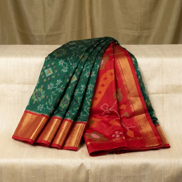 Dark_Green_Designer_Printed_And_Dolla_Silk_Fabric_Saree