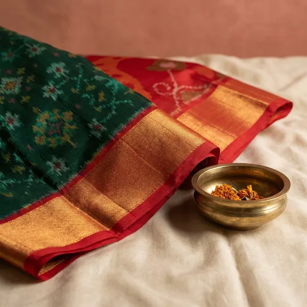 Dark_Green_Designer_Printed_And_Dolla_Silk_Fabric_Saree