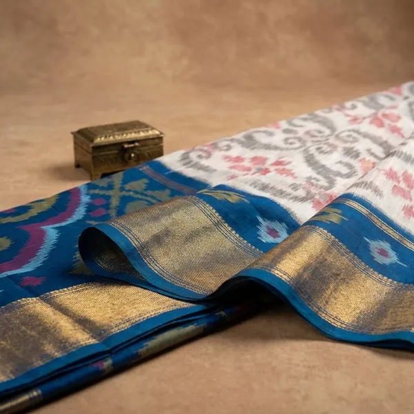 Multicolor_Blue_Designer_Printed_And_Dolla_Silk_Fabric_Saree