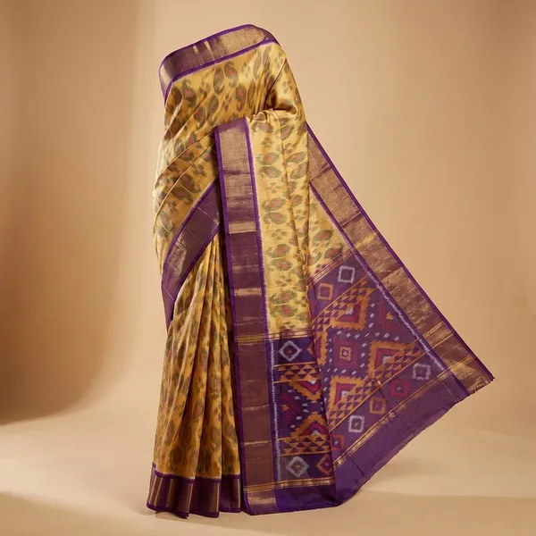 Yellow_And_Purple_Designer_Printed_And_Dolla_Silk_Fabric_Saree