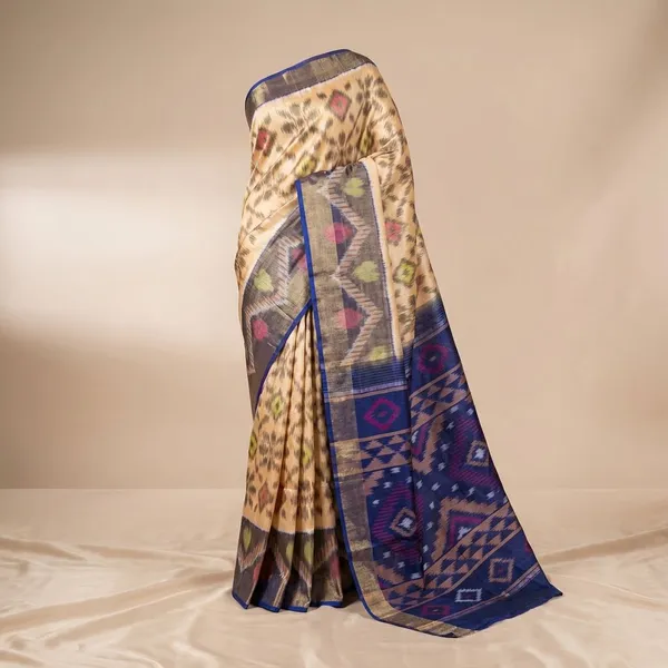 Blue_And_Grey_Designer_Printed_And_Dolla_Silk_Fabric_Saree