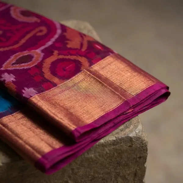 Blue_And_Orange_Designer_Printed_And_Dolla_Silk_Fabric_Saree