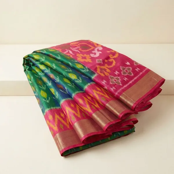 Green_And_Light_Pink_Designer_Printed_And_Dolla_Silk_Fabric_Saree