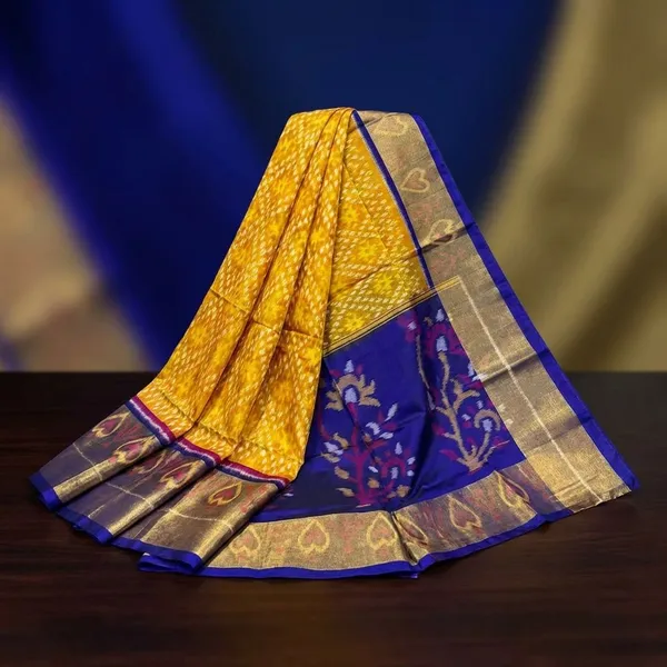 Yellow_And_Blue_Designer_Printed_And_Dolla_Silk_Fabric_Saree