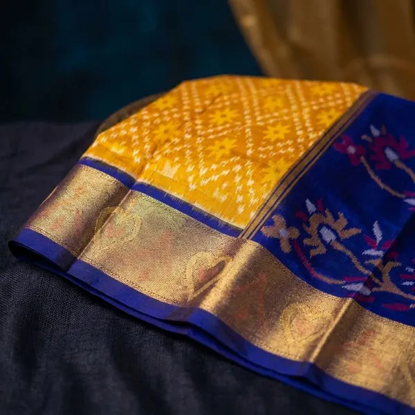 Yellow_And_Blue_Designer_Printed_And_Dolla_Silk_Fabric_Saree