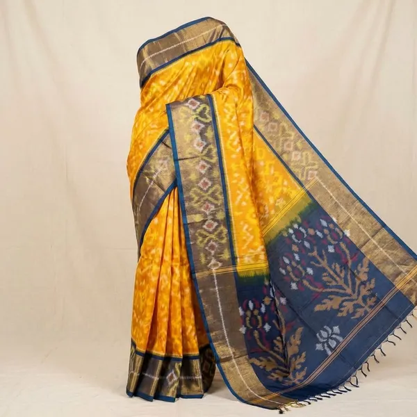 Yellow_And_Blue_Designer_Printed_And_Dolla_Silk_Fabric_Saree