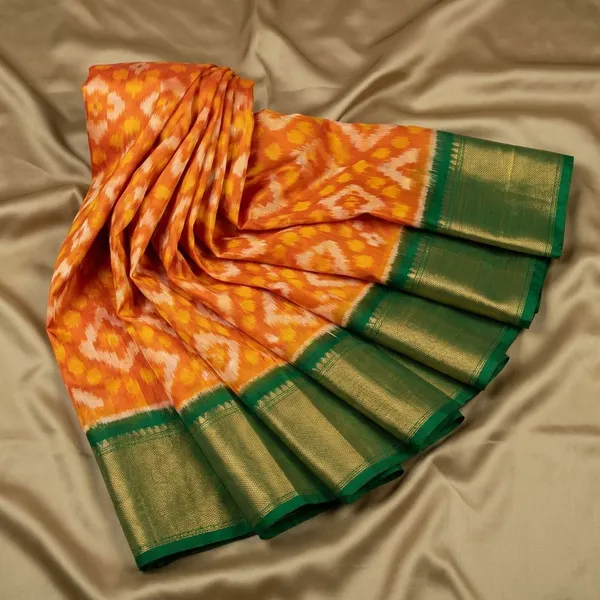 Orange_Green_Designer_Printed_And_Dolla_Silk_Fabric_Saree
