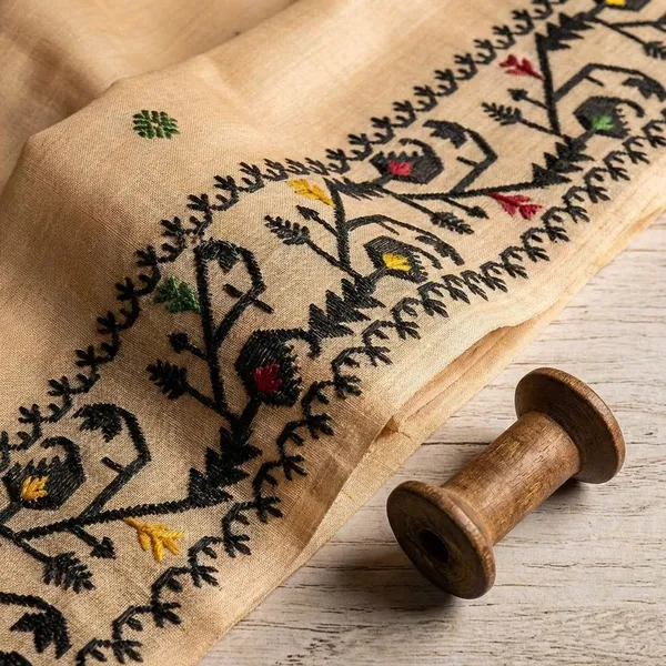 Multicolor_Cream_Kanchipuram_Silk_Sarees_Designed_Beautiful_Soft_Thread_Flower_Meena_Butta