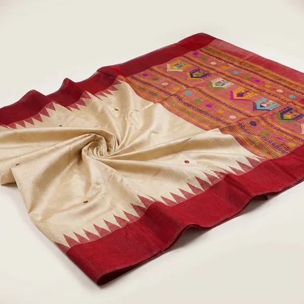 Red_And_Cream_Kanchipuram_Silk_Sarees_Designed_Beautiful_Soft_Thread_Flower_Meena_Butta