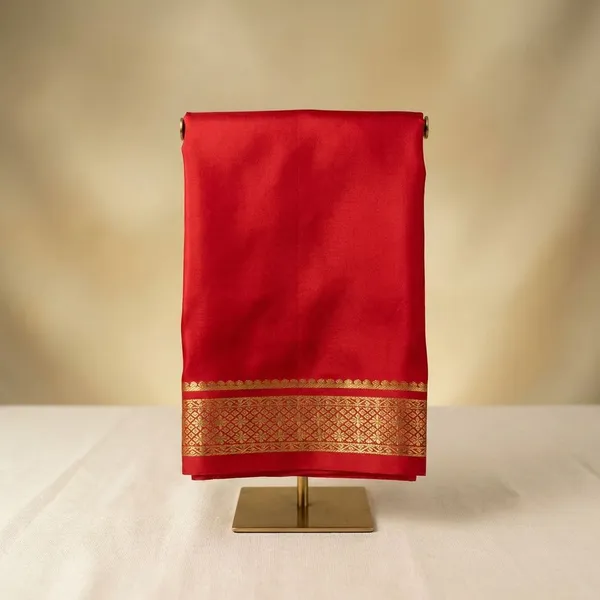 Red_Pure_Viscose_Silk,_It_Is_Very_Soft_And_Comfortable_To_Wear_Any_Weather