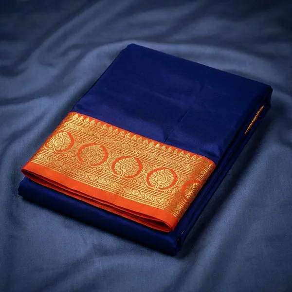 Navy_Blue_Pure_Viscose_Silk,_It_Is_Very_Soft_And_Comfortable_To_Wear_Any_Weather