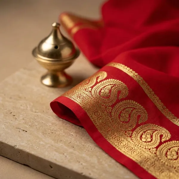 Red_Pure_Viscose_Silk,_It_Is_Very_Soft_And_Comfortable_To_Wear_Any_Weather