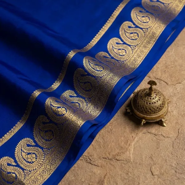 Blue_Pure_Viscose_Silk,_It_Is_Very_Soft_And_Comfortable_To_Wear_Any_Weather