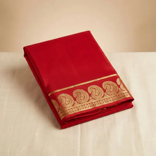 Red_Pure_Viscose_Silk,_It_Is_Very_Soft_And_Comfortable_To_Wear_Any_Weather