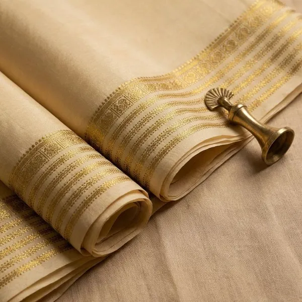 Cream_Pure_Viscose_Silk,_It_Is_Very_Soft_And_Comfortable_To_Wear_Any_Weather