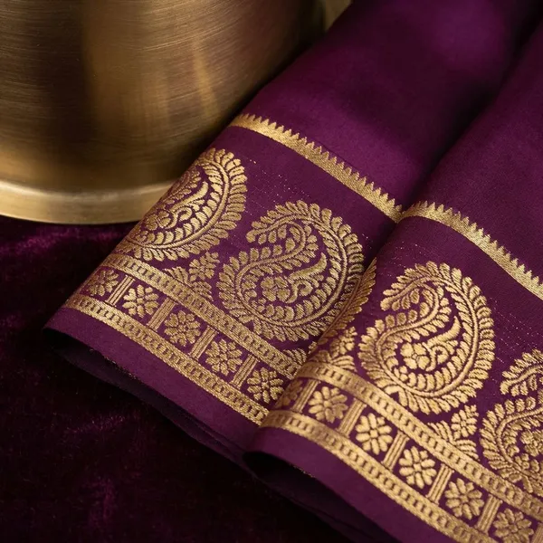 Wine_Pure_Viscose_Silk_Saree,_It_Is_Very_Soft_And_Comfortable_To_Wear_Any_Weather