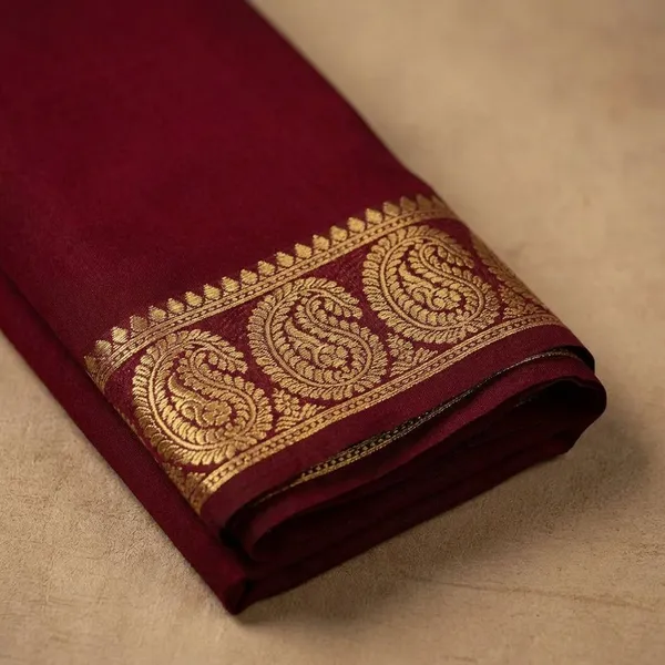 Deep_Maroon_Pure_Viscose_Silk,_It_Is_Very_Soft_And_Comfortable_To_Wear_Any_Weather