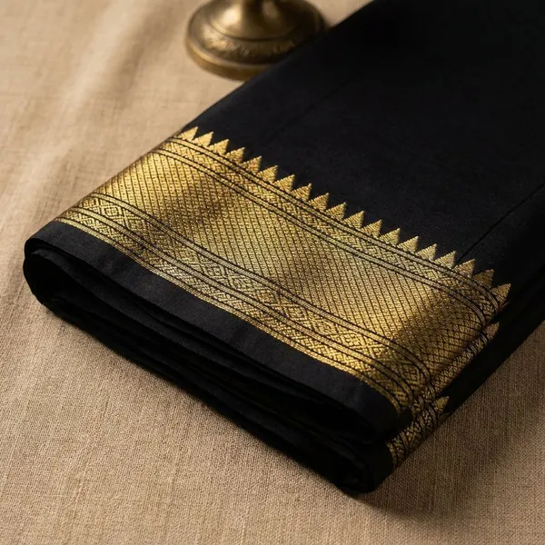 Black_Pure_Viscose_Silk,_It_Is_Very_Soft_And_Comfortable_To_Wear_Any_Weather