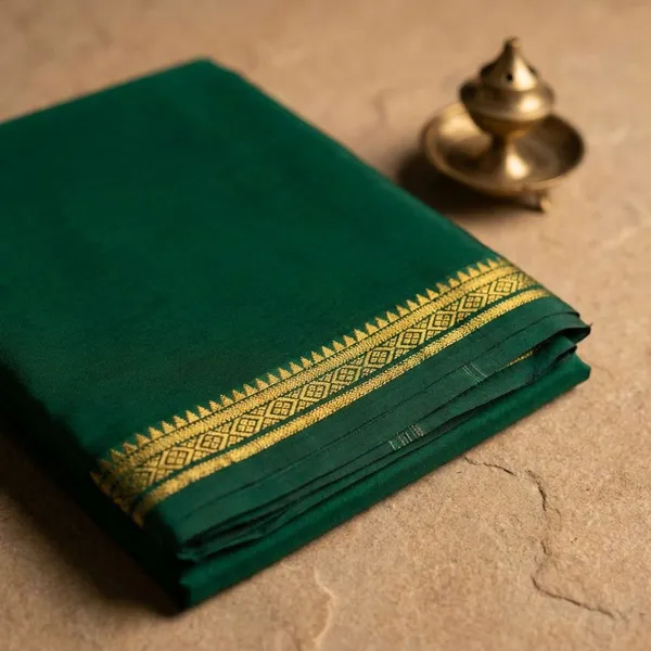 Dark_Green_Pure_Viscose_Silk,_It_Is_Very_Soft_And_Comfortable_To_Wear_Any_Weather