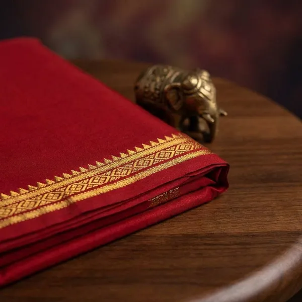 Red_Pure_Viscose_Silk,_It_Is_Very_Soft_And_Comfortable_To_Wear_Any_Weather