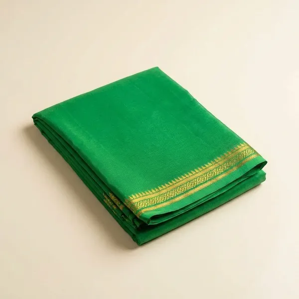 Parrot_Green_Pure_Viscose_Silk,_It_Is_Very_Soft_And_Comfortable_To_Wear_Any_Weather