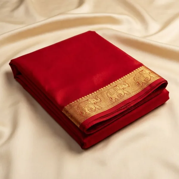 Red_Pure_Viscose_Silk,_It_Is_Very_Soft_And_Comfortable_To_Wear_Any_Weather