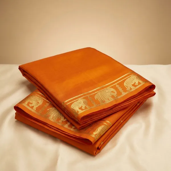Orange_Pure_Viscose_Silk,_It_Is_Very_Soft_And_Comfortable_To_Wear_Any_Weather