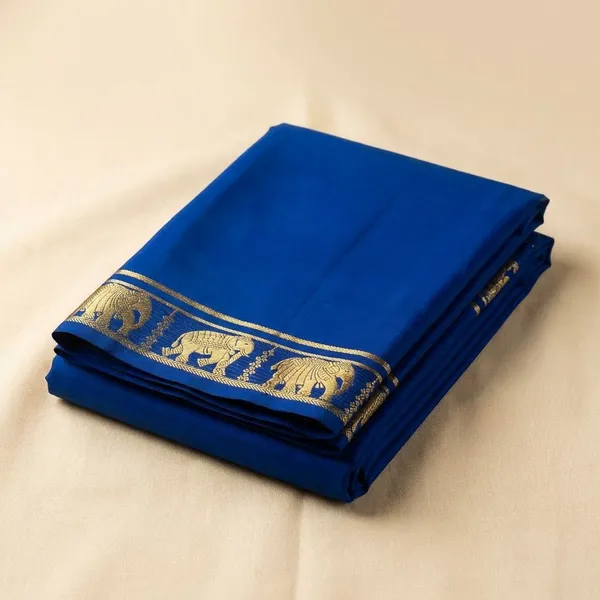 Blue_Pure_Viscose_Silk,_It_Is_Very_Soft_And_Comfortable_To_Wear_Any_Weather