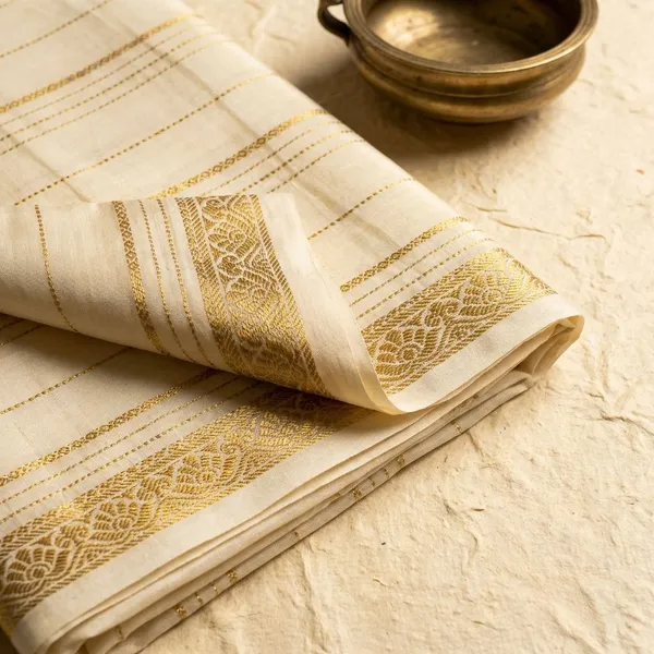 White_And_Golden_Pure_Viscose_Silk_Saree,_It_Is_Very_Soft_And_Comfortable_To_Wear_Any_Weather