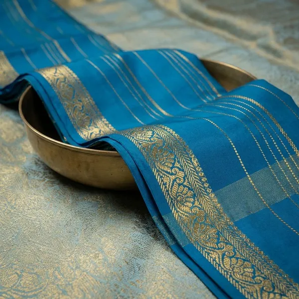 Blue_Pure_Viscose_Silk,_It_Is_Very_Soft_And_Comfortable_To_Wear_Any_Weather