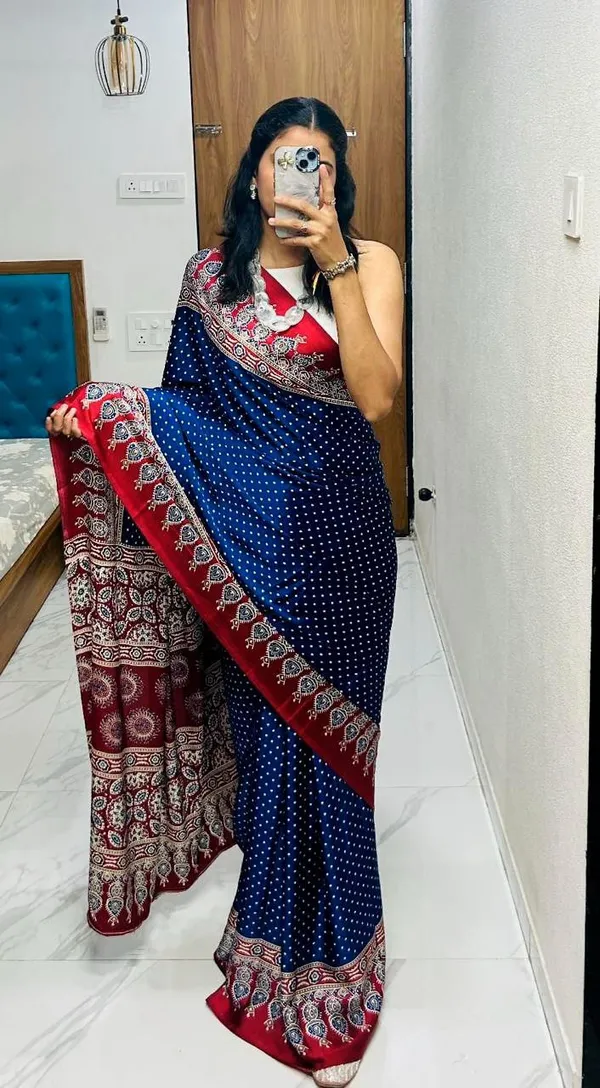 Blue_Semi_Gajji_Bandhej_Printed_Sarees