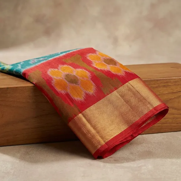 Orange_And_Light_Blue_Designer_Printed_And_Dolla_Silk_Fabric_Sarees