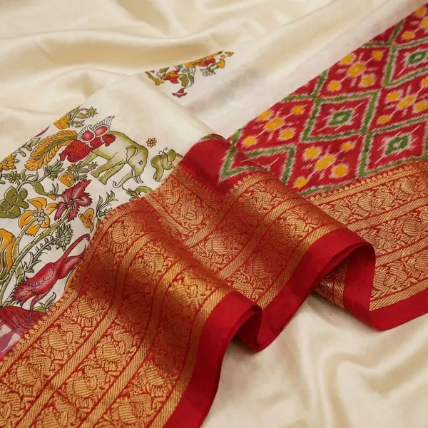 Orange_And_White_Designer_Printed_And_Dolla_Silk_Fabric_Sarees