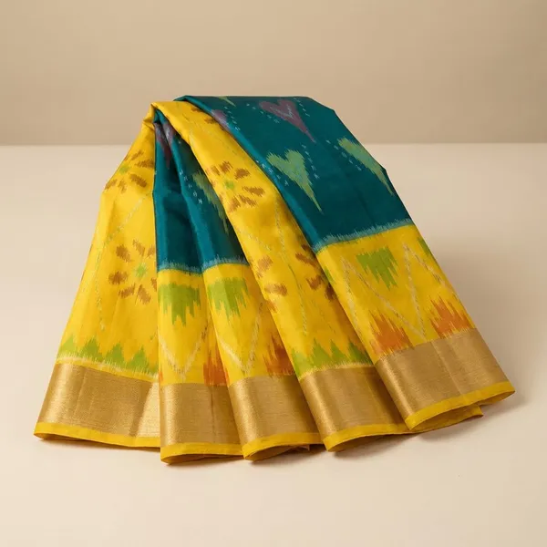 Yellow_And_Green_Designer_Printed_And_Dolla_Silk_Fabric_Sarees