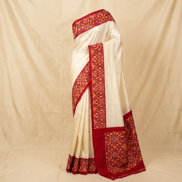 Grey_And_Light_Orange_Designer_Printed_And_Dolla_Silk_Fabric_Sarees
