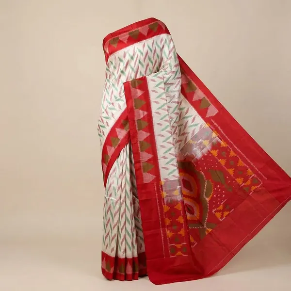 White_And_Red_Designer_Printed_And_Dolla_Silk_Fabric_Sarees