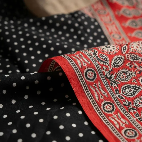 Red_And_Black_Semi_Gajji_Bandhej_Printed_Sarees