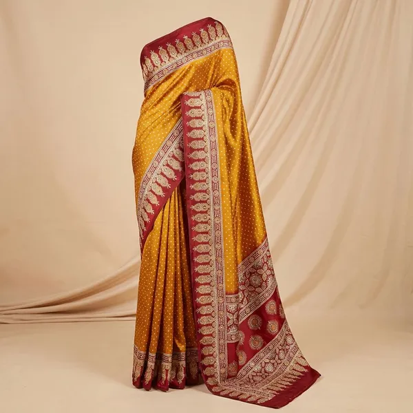 Mustard_Semi_Gajji_Bandhej_Printed_Sarees