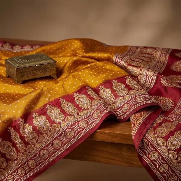 Mustard_Semi_Gajji_Bandhej_Printed_Sarees